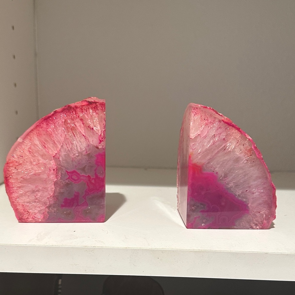 Pink Agate Bookends